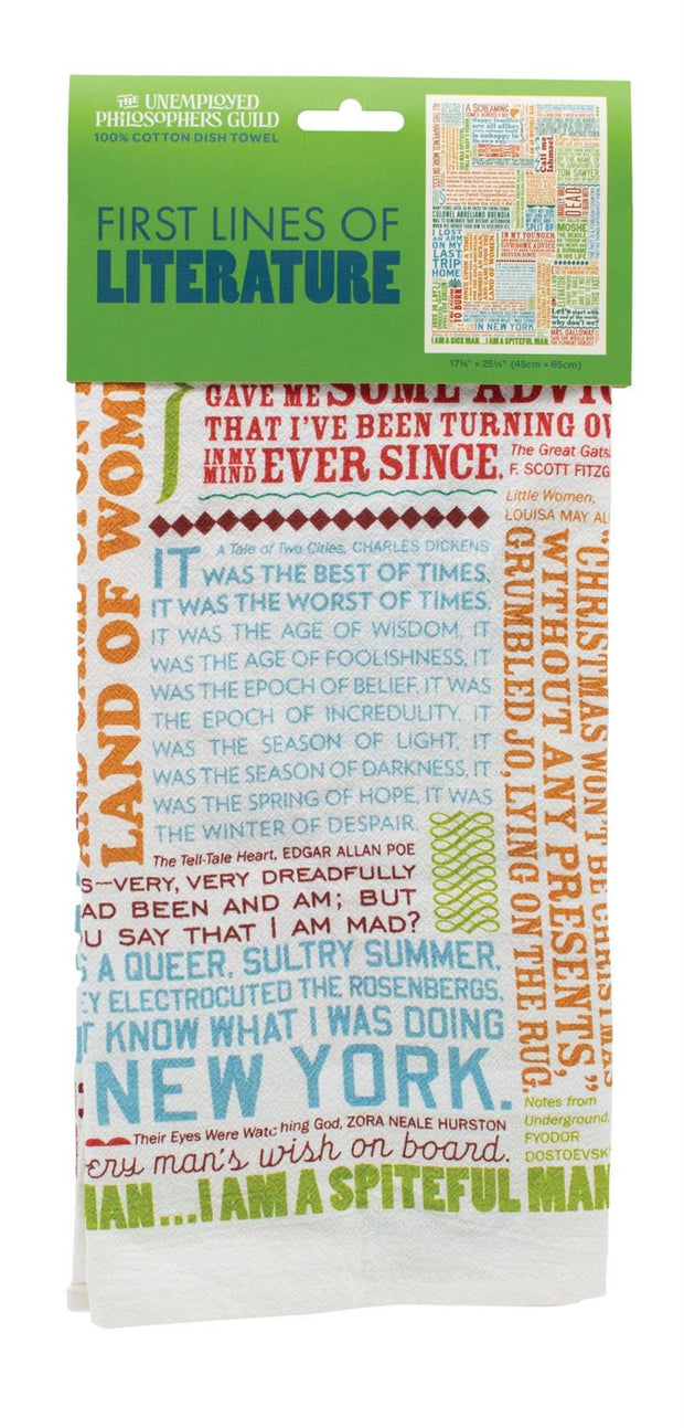 The Unemployed Philosophers Guild - First Lines Of Literature - Tea Towel