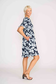 Foil Shirred Body and Sleeve Dress TP14536