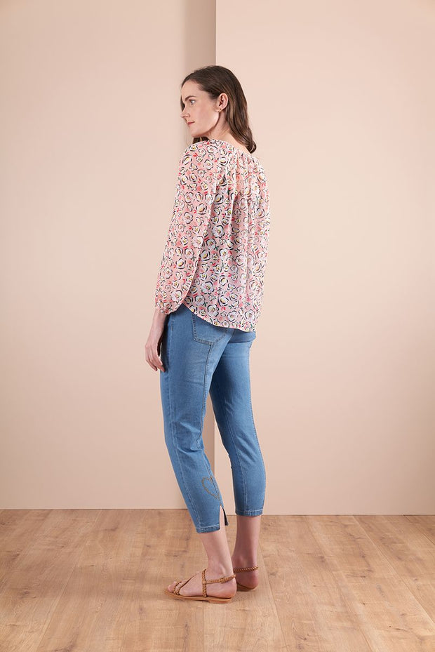 Memo V Neck Chiffon Peasant Blouse Tp13452