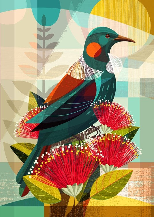 Image Vault NZ Tui In Pohutukawa - Notecard Ellen Giggenbach 698