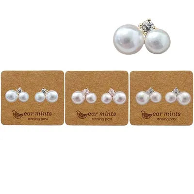 Ear Mints Cubic Pearl and CZ Post Earrings 3018
