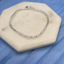 Selina Sterling Bead and Small Ball Stretch Bracelet Silver2503