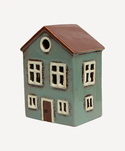 French Country Alsace Tea Light House Light Blue YA0050