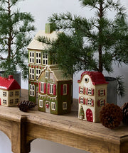 Alsace Tea Light House Christmas Green with Shutters YA0067 PICK UP FROM STORE ONLY