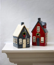 Alsace Tea Light Cottage Red with Wreath YA0064 PICK UP FROM STORE ONLY