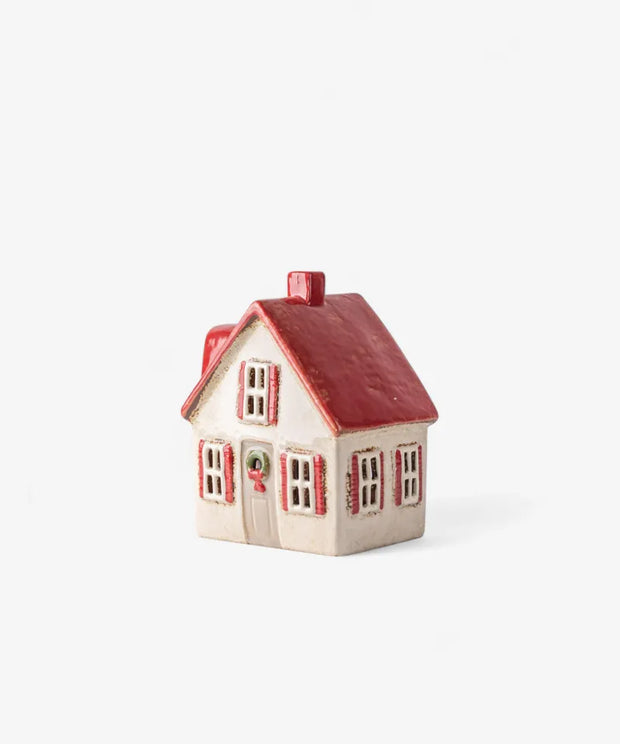 Alsace Tea Light Cottage Cream with Shutters YA0066