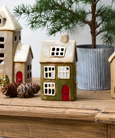 Alsace Tea Light House Christmas Green YA0068