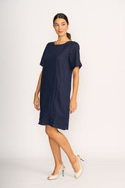 Foil Linen Crowd Pleaser Dress in Midnight TP14650