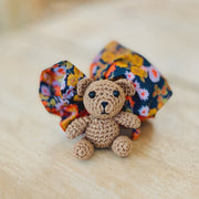 Above Rubies Tiny Teddy in Up-cycled Fabric Pouch