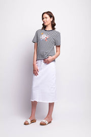 OH Three Stripe and Applique T-Shirt in Navy White Quirky TP14168