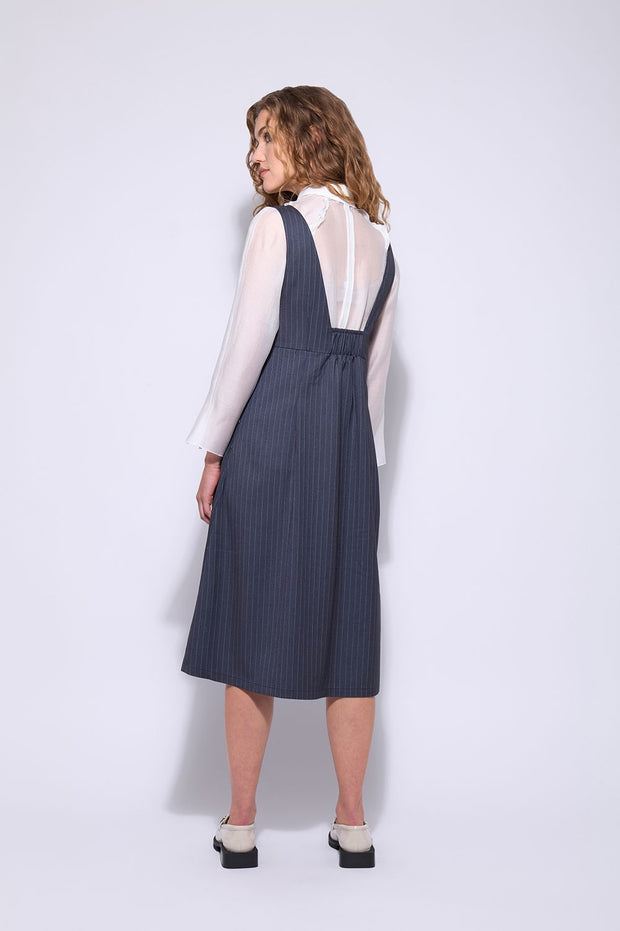 Neris Hepburn Pinafore in Steel Stripe 2743