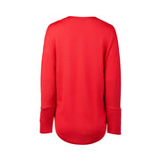 Vassalli Merino V Neck Top with Button Cuff Detail Scarlet 4465