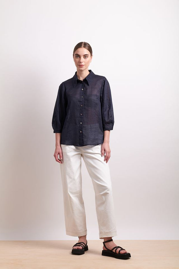 Neris Pin Tuck Shirt in Ink 2784