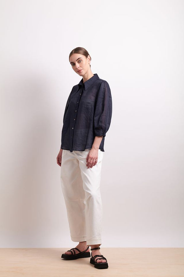 Neris Pin Tuck Shirt in Ink 2784