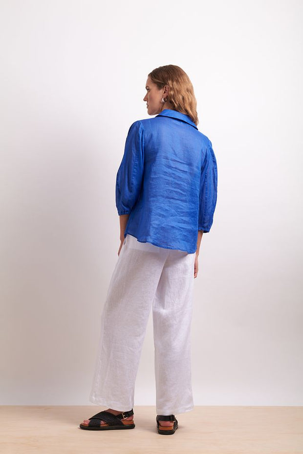 Neris Pin Tuck Shirt in Marina Blue 2784