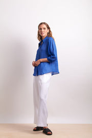 Neris Pin Tuck Shirt in Marina Blue 2784
