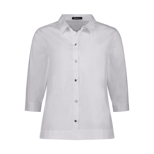 Vassalli 4428 White Elbow Length Sleeve Shirt With Fancy Buttons