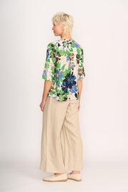 Foil Pintuck Scoop Hem Top in Floral Delight TP14603