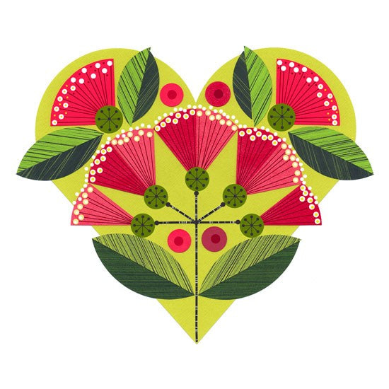 Image Vault Pohutukawa Heart Mini card Notecard Ellen Giggenbach MC045