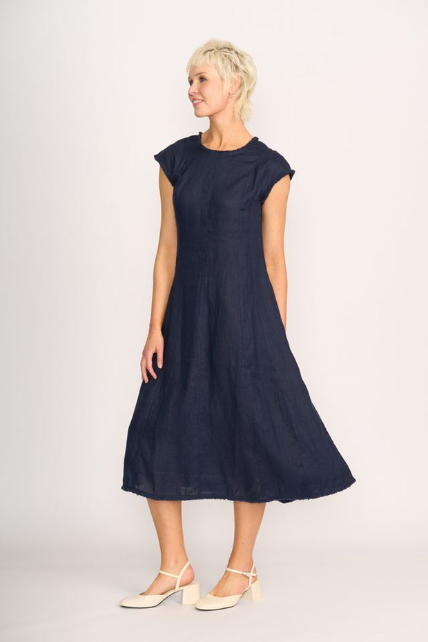 Foil Linen Festival Event Dress in Midnight TP14653