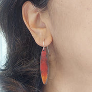 Rainey Design (NZ) Glass Art - EA47 Enamelled Skinny Leaf Earrings