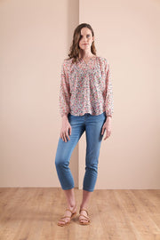 Memo V Neck Chiffon Peasant Blouse Tp13452