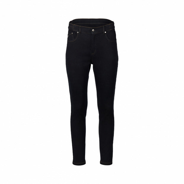 Vassalli 5009 Black Denim - Skinny Leg Ankle Grazer Jean with Side Waistband Elastic