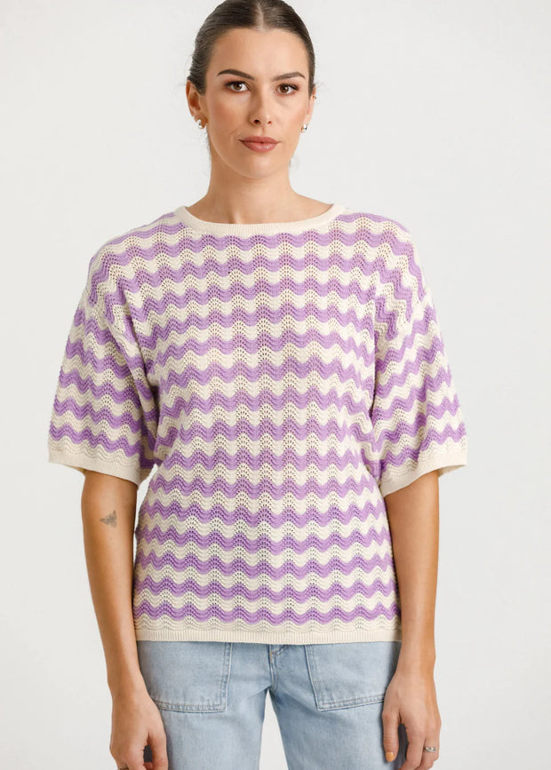 Thing Thing Squiggle Tee in Creamy Lilac 2234