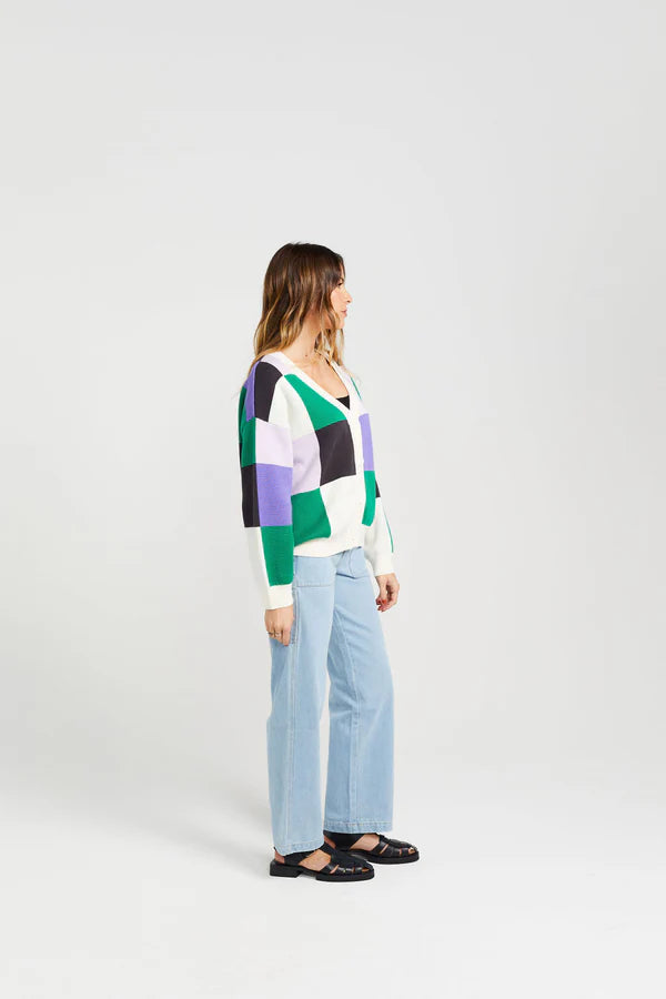 Thing Thing Checker Cardigan in Mix Up 2340 01