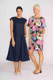 Foil Linen Festival Event Dress in Midnight TP14653