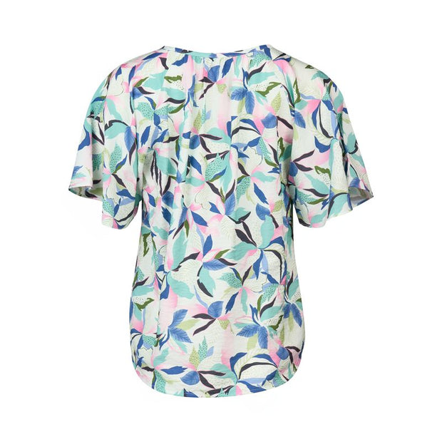 Vassalli Soleil Printed Floaty Sleeve Top with Front Keyhole 4490P