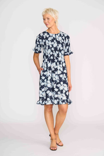 Foil Shirred Body and Sleeve Dress TP14536