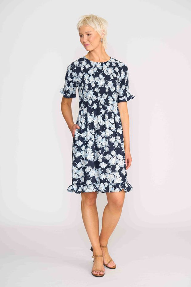 Foil Shirred Body and Sleeve Dress TP14536