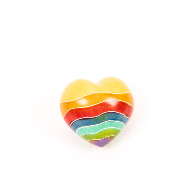 Trade Aid Rainbow Painted Stone Heart 3676