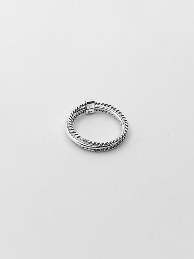 Some Sterling Silver Double Rope Ring with Bar 937