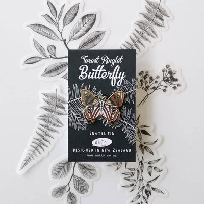 Natty Forest Ringlet Butterfly Enamel Pin e13