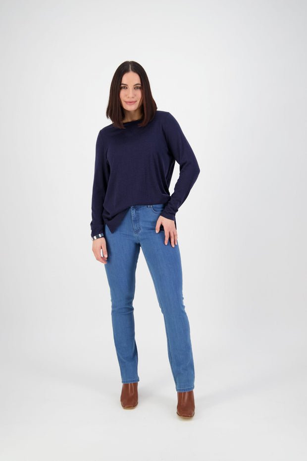 Vassalli Slim Leg Full Length Jean 5878 in New Blue