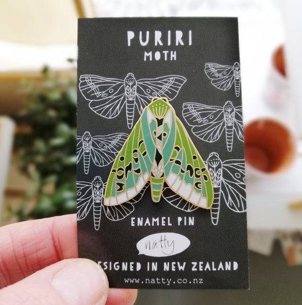 Natty Puriri Moth Enamel Pin E10