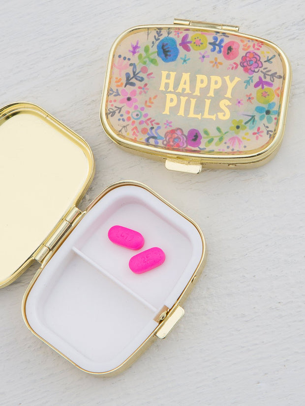 Natural Life Pill Box 034 Happy Pills Pink Floral