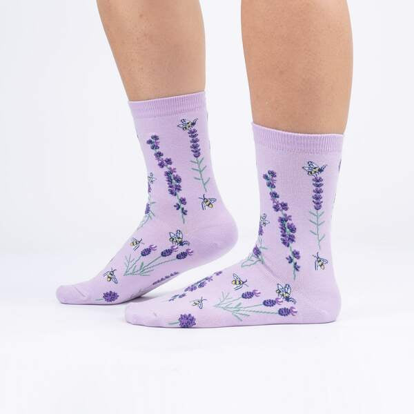 Sock It To Me 404 Bees and Lavender Small Unisex Crew Socks