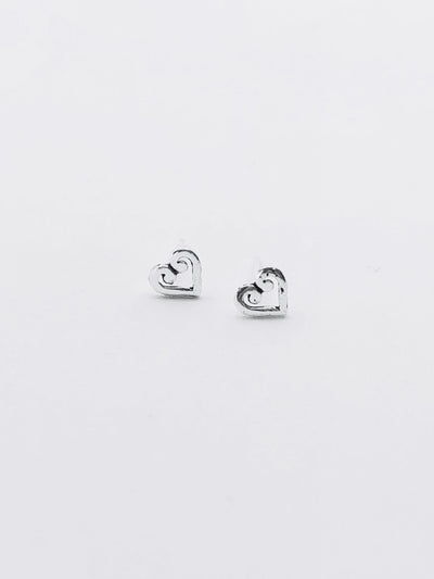 Some Sterling Silver Koru Heart Stud Earrings 557