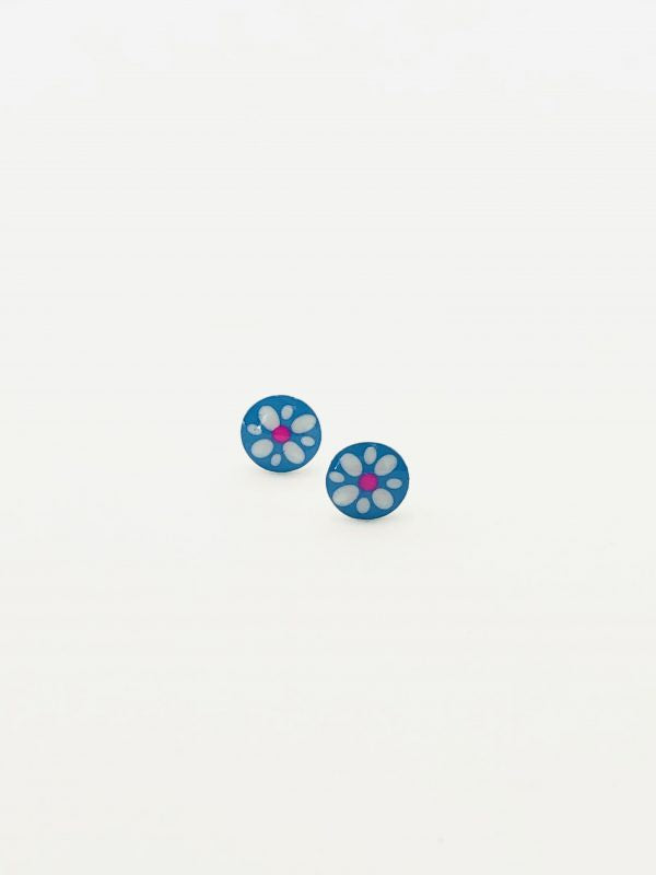 Some Sterling Silver Sweet Flower Disk – Blue 067B