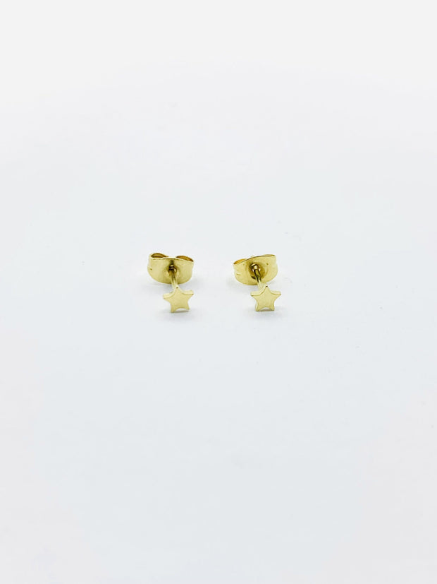 Some Stainless Steel Little Gold Star Earrings 340