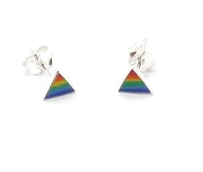 Some Sterling Silver Rainbow Triangle Stud Earrings 410