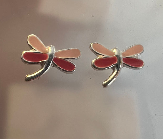 Some Sterling Silver Sweet Pink Dragonfly Earrings 087