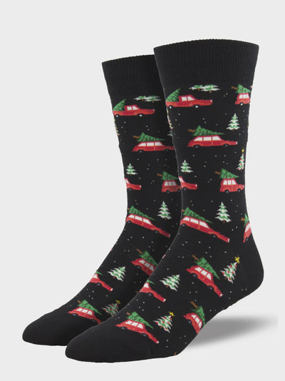 Socksmith Christmas Cars Black Mens/Large Unisex 2468