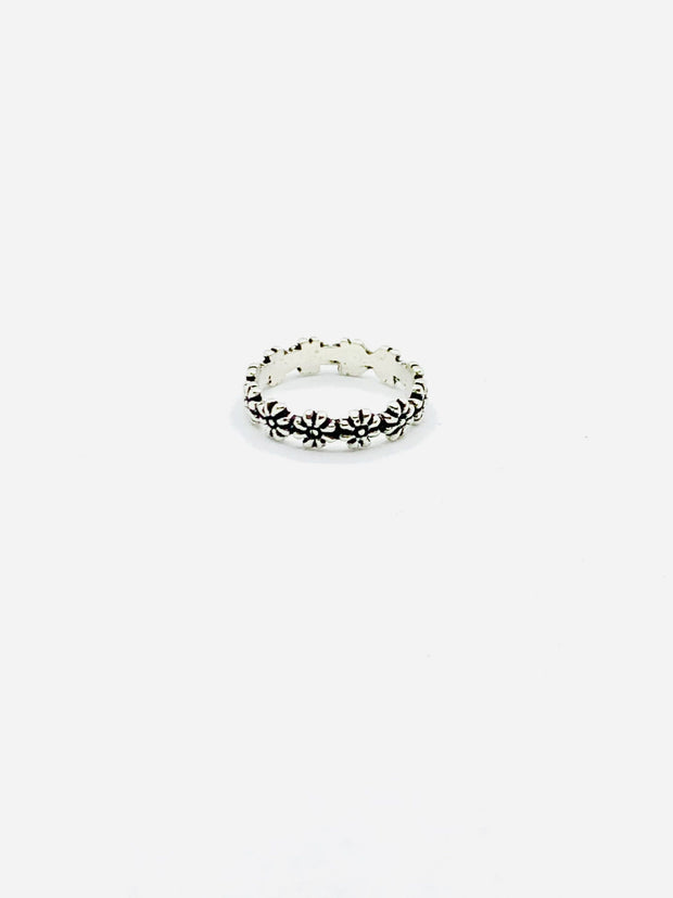 Some Sterling Silver Mini Flower Link Band Ring 066