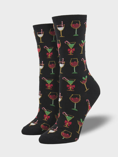 Socksmith Christmas Cocktails Black Women/Small Unisex  Socks