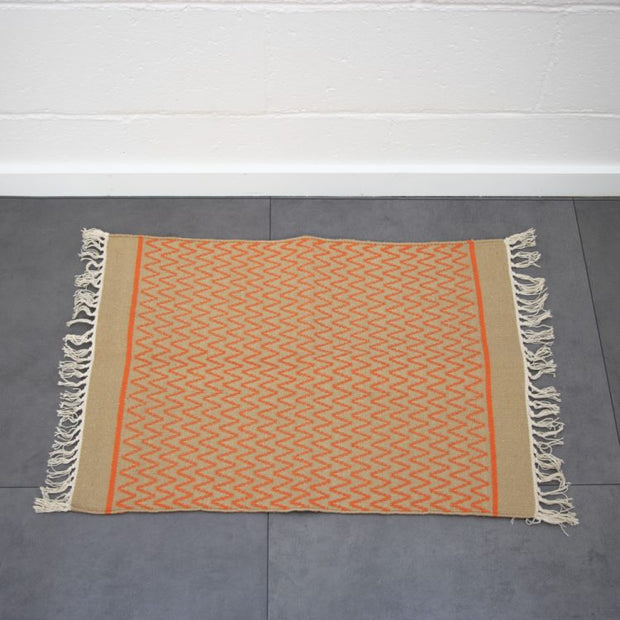 Trade Aid Orange zigzag rug / mat 09.03.1393
