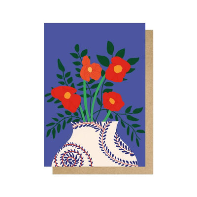 Poppies In Vase Card
